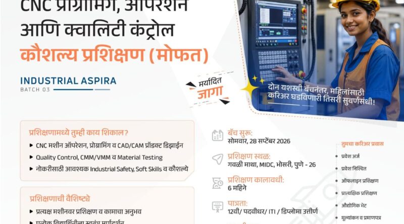 इंजीनियरिंग क्लस्टर येथे महिलांसाठी मोफत “इंडस्ट्रियल एस्पायरा” या तांत्रिक प्रशिक्षण वर्गाचे आयोजन 